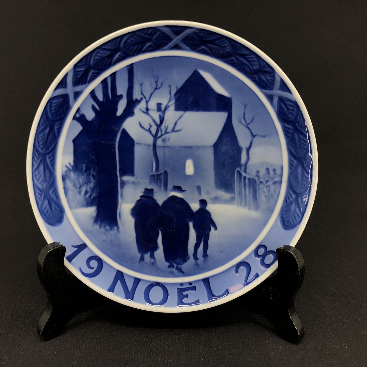 Royal Copenhagen juleplatte 1928 med fransk tekst