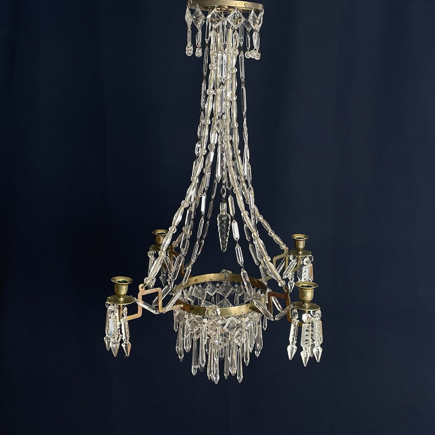 Charming prism chandelier from the 1880s for candles