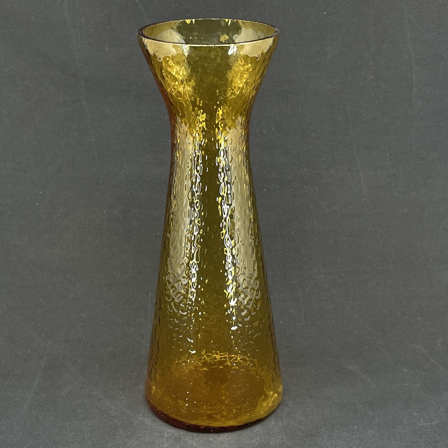 Tall amber colored hyacinth glass from Fyens Glasværk