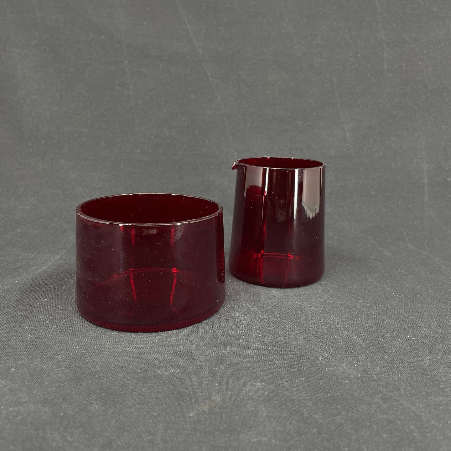 Ruby red Baltica sugar/cream set from Holmegaard