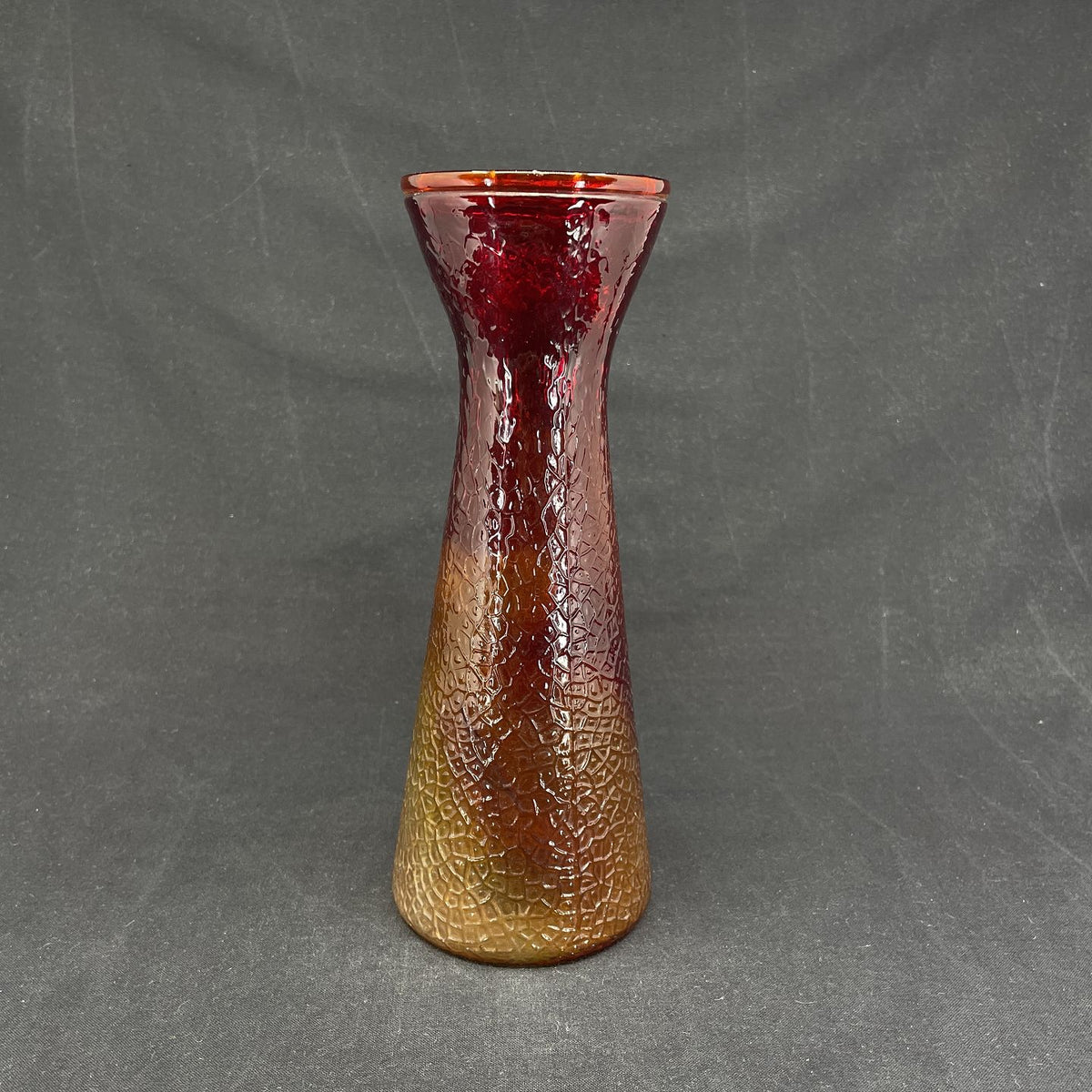 Rød-orange hyacintglas fra Fyens Glasværk, model fra 1924