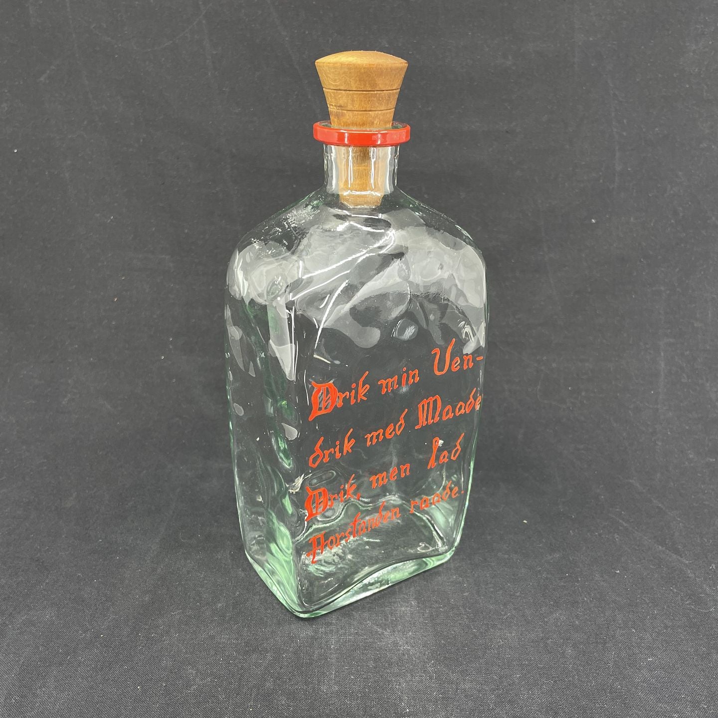 Enamel painted canteen bottle from Holmegaard, drink in moderation