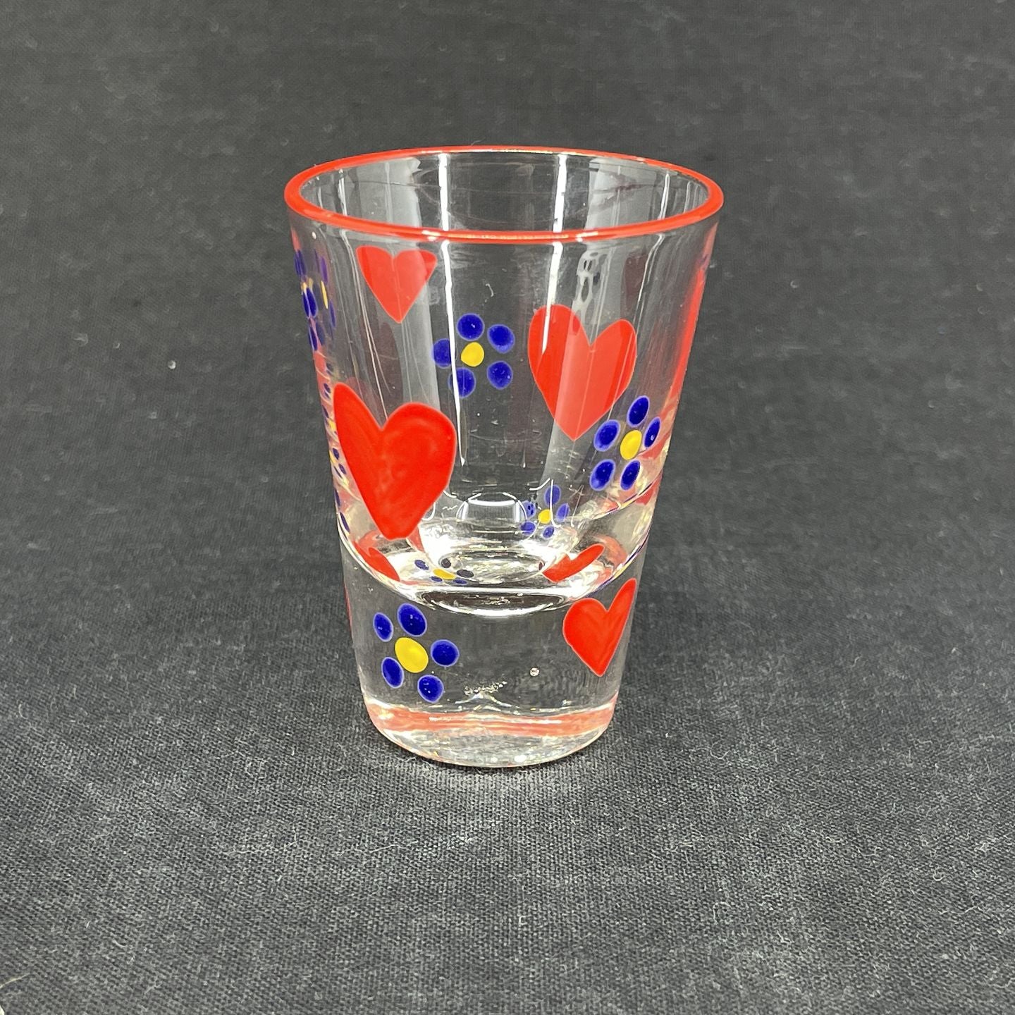 Enamel painted stud glass from Holmegaard, hearts
