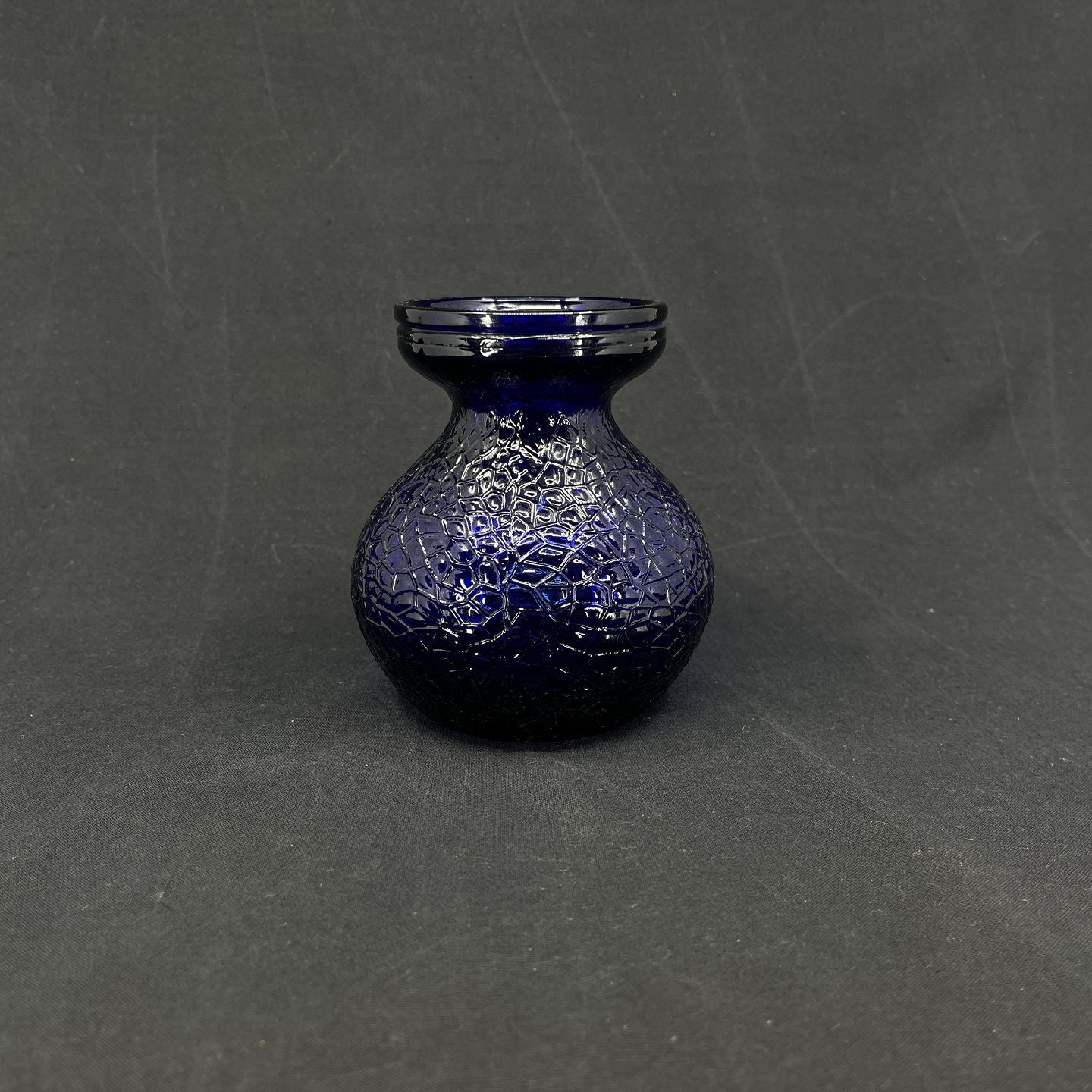 Cobalt blue hyacinth glass from Fyens Glasværk, high collar