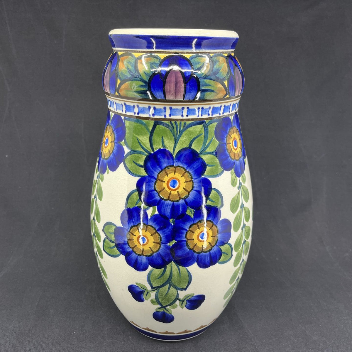 Large Aluminia vase with flowers