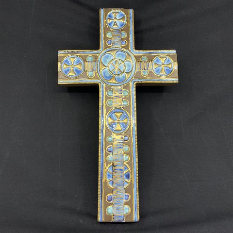 Aluminia gilded cross, light blue