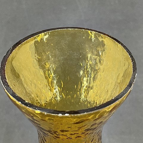 Tall amber colored hyacinth glass from Fyens Glasværk