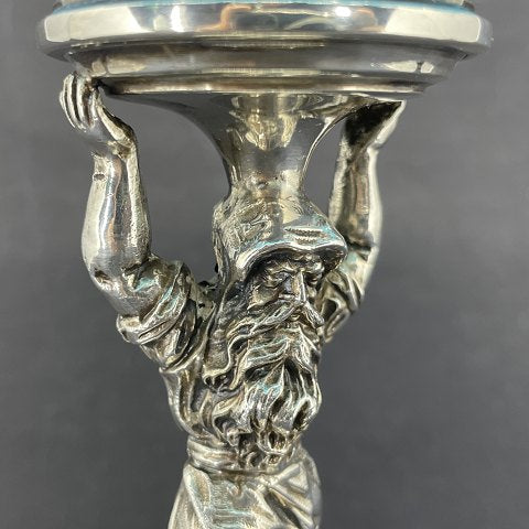 Flot antik visitkortskål med nisse