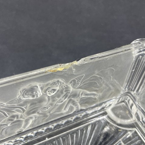 19th century crystal box with silver lid