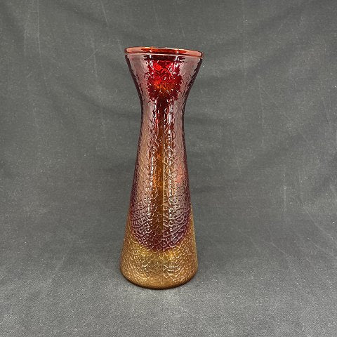 Rød-orange hyacintglas fra Fyens Glasværk, model fra 1924