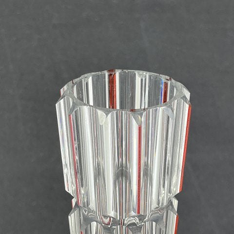 Tall vase with red decoration and grinding