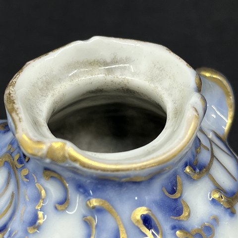 Et par Blå Blomst Svejfet blækhuse med guld