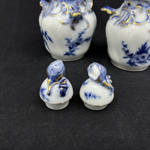 Et par Blå Blomst Svejfet blækhuse med guld