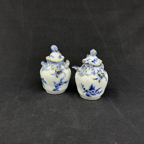 Et par Blå Blomst Svejfet blækhuse med guld