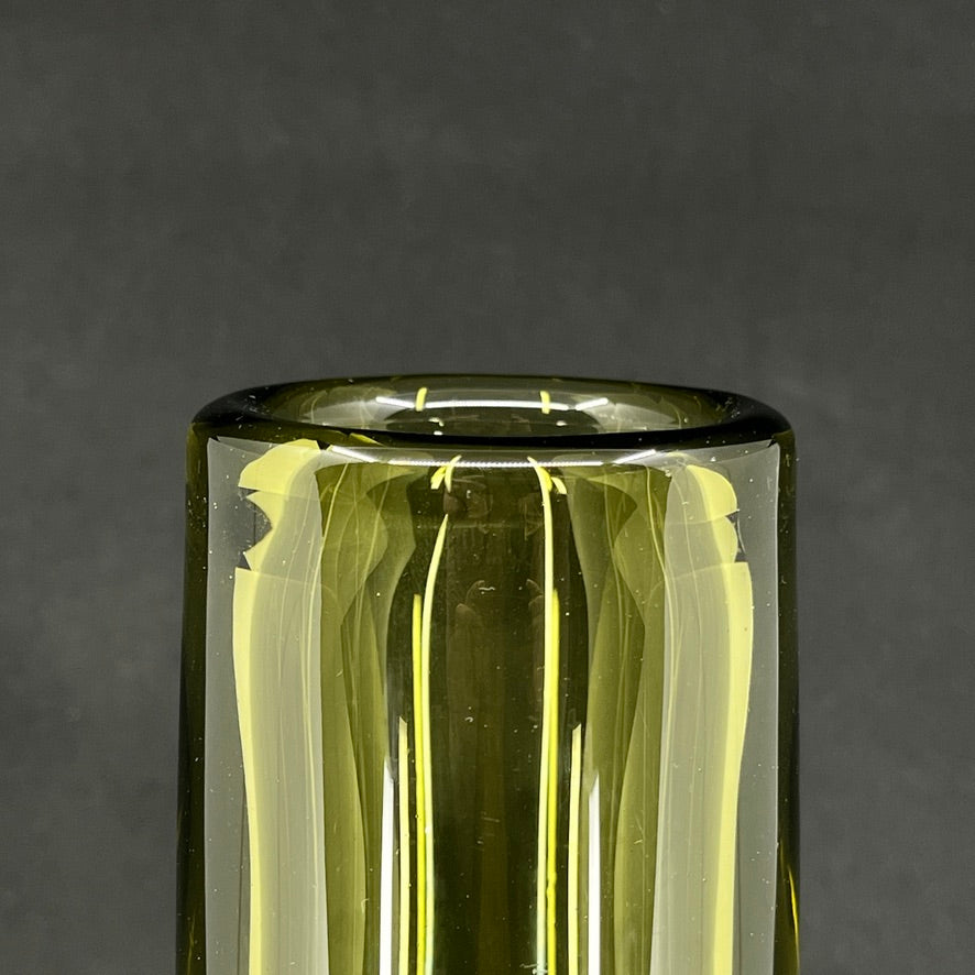Olive cylinder vase, 30 cm.