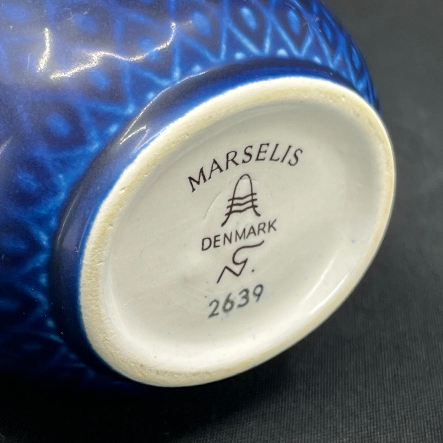 Blue Marselis vase from Aluminia, No. 2639
