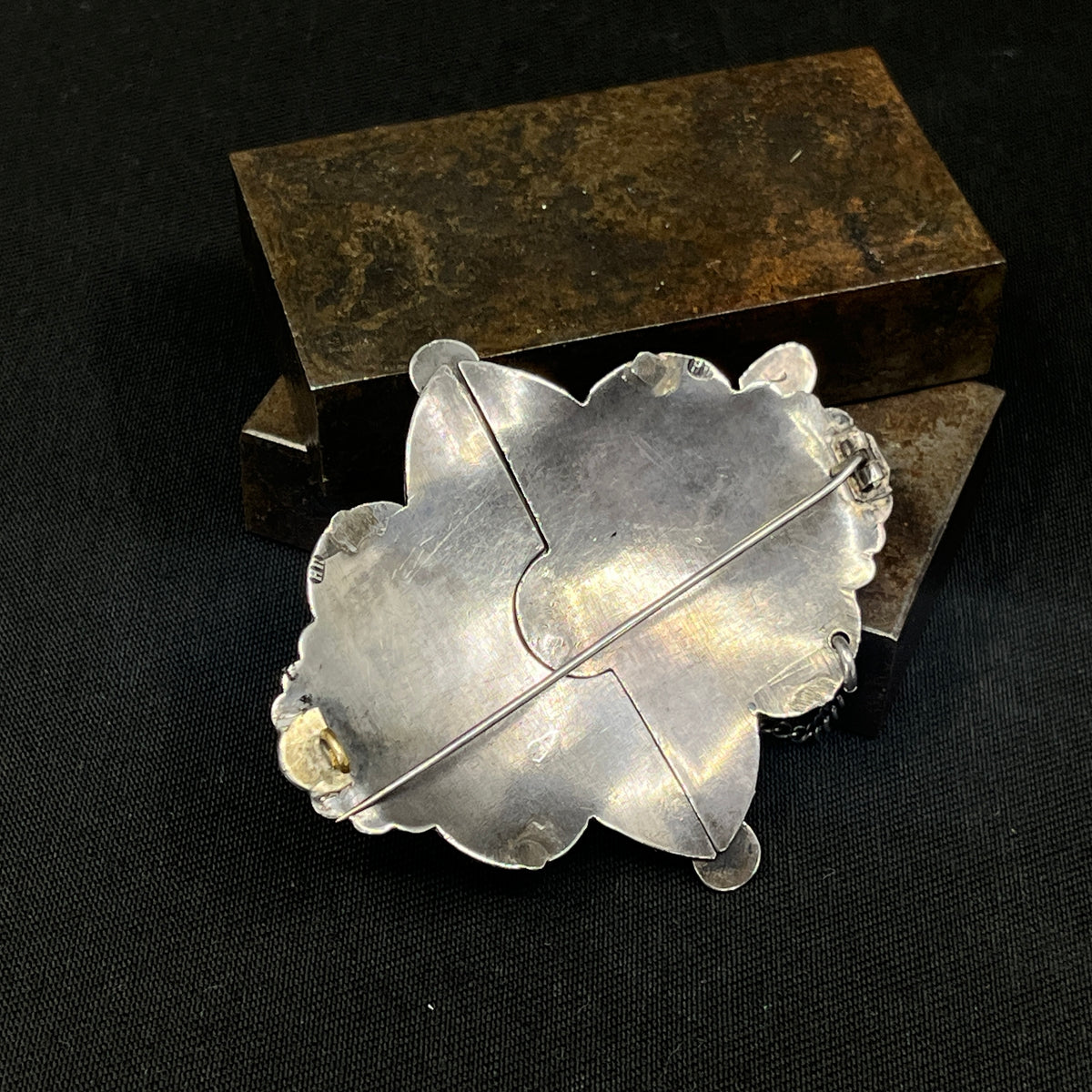 Russian brooch in niello technique