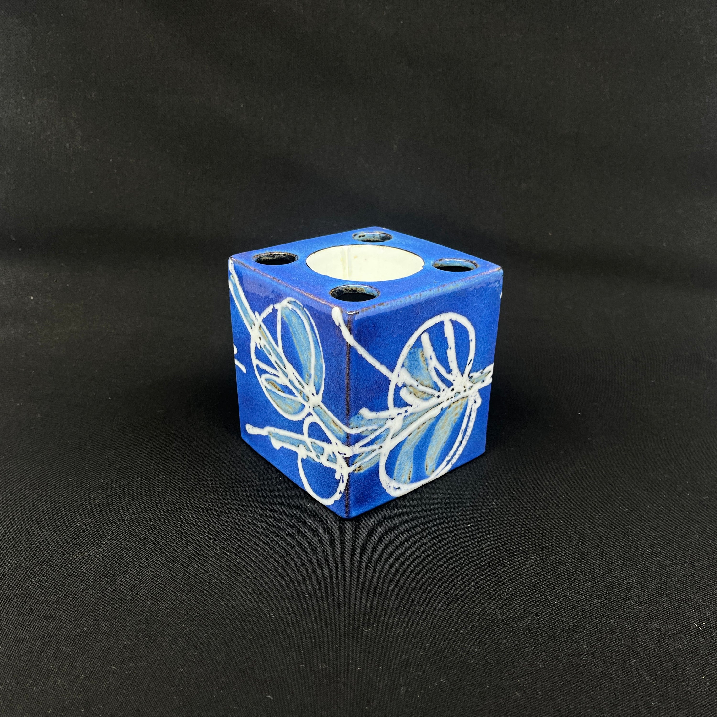 Royal Copenhagen baca faience candlestick - blue