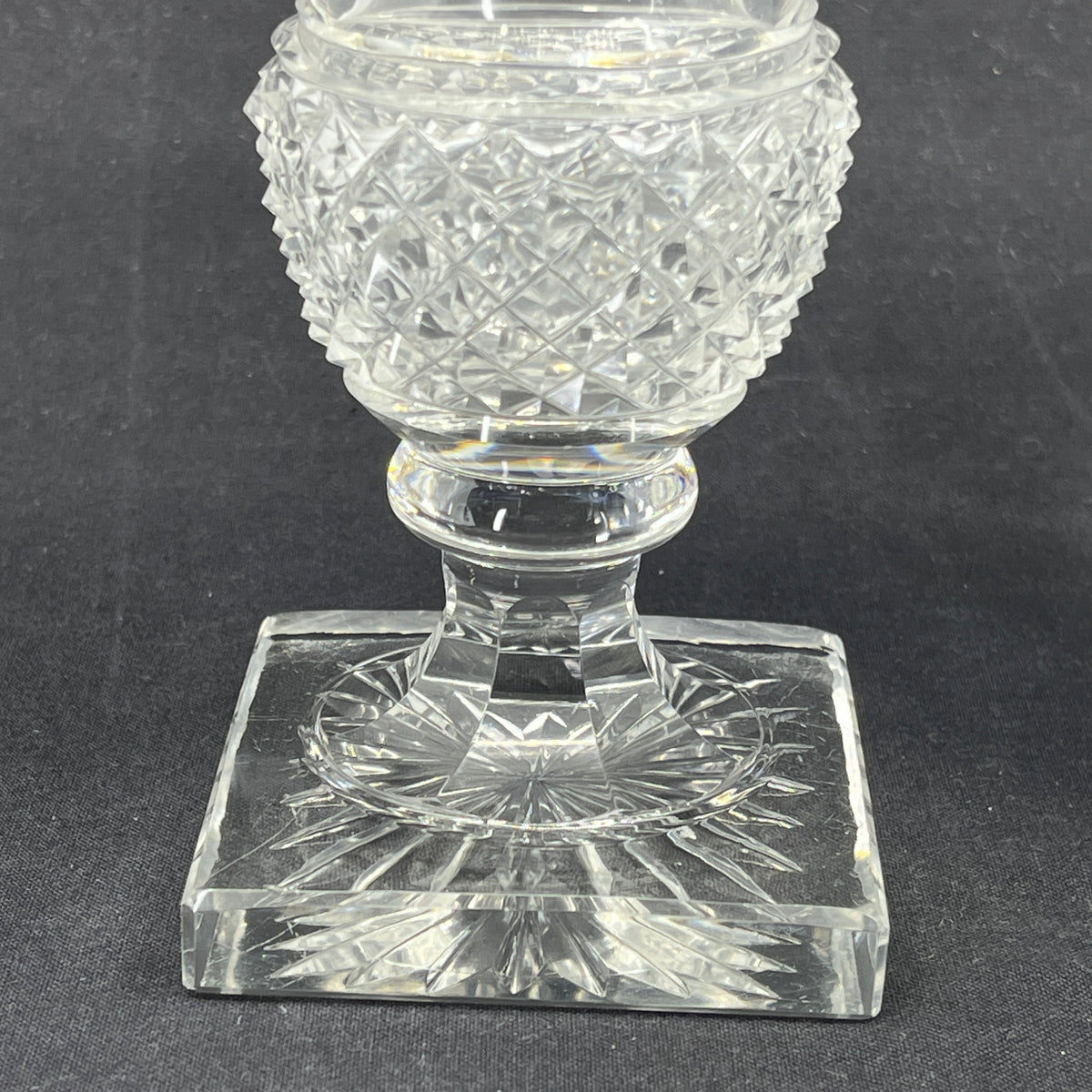 A pair of crystal glass crater vases