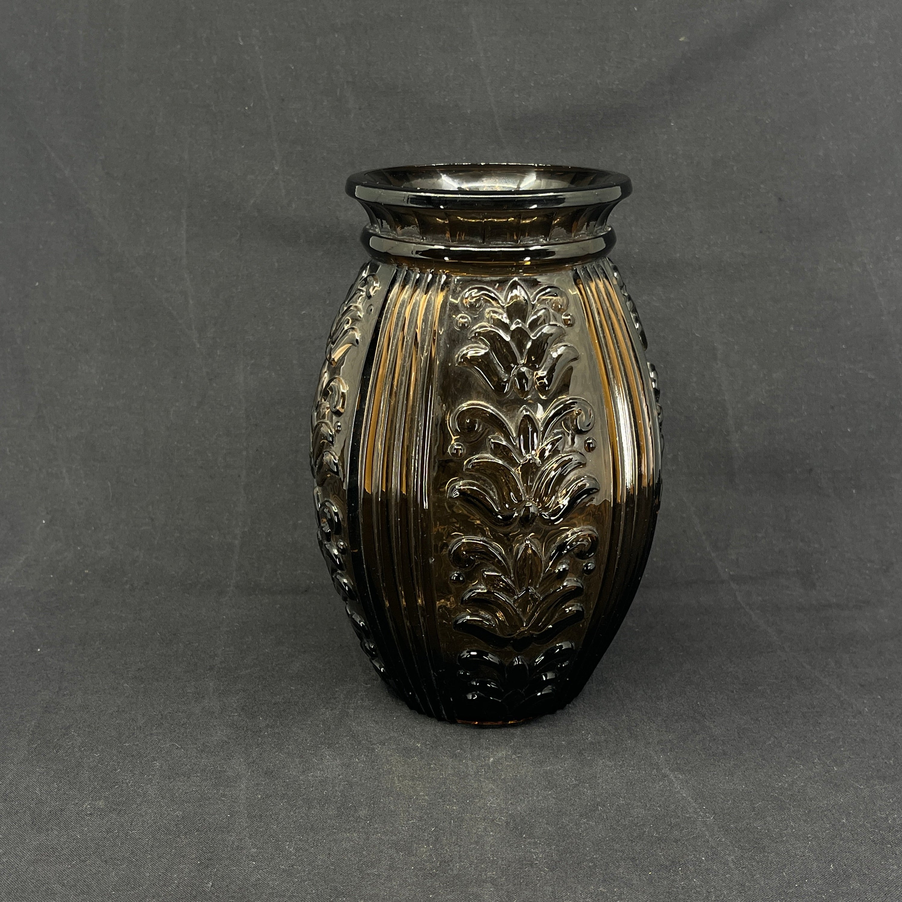 Røgtopas pressed glass vase from Holmegaard