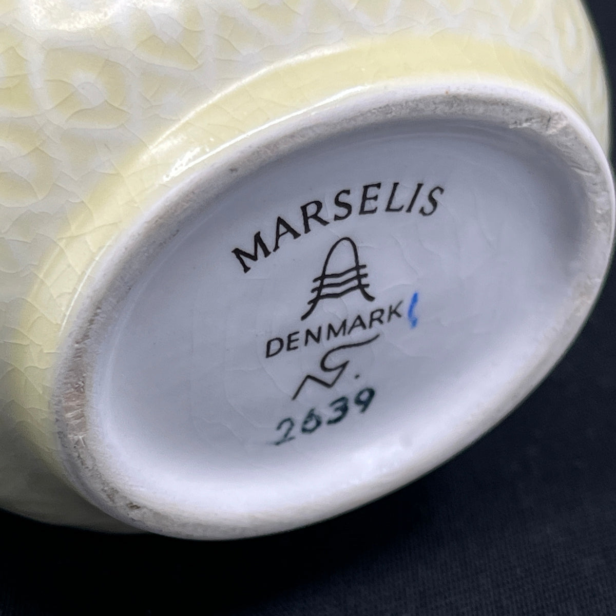Light yellow Marselis vase from Aluminia, No. 2639