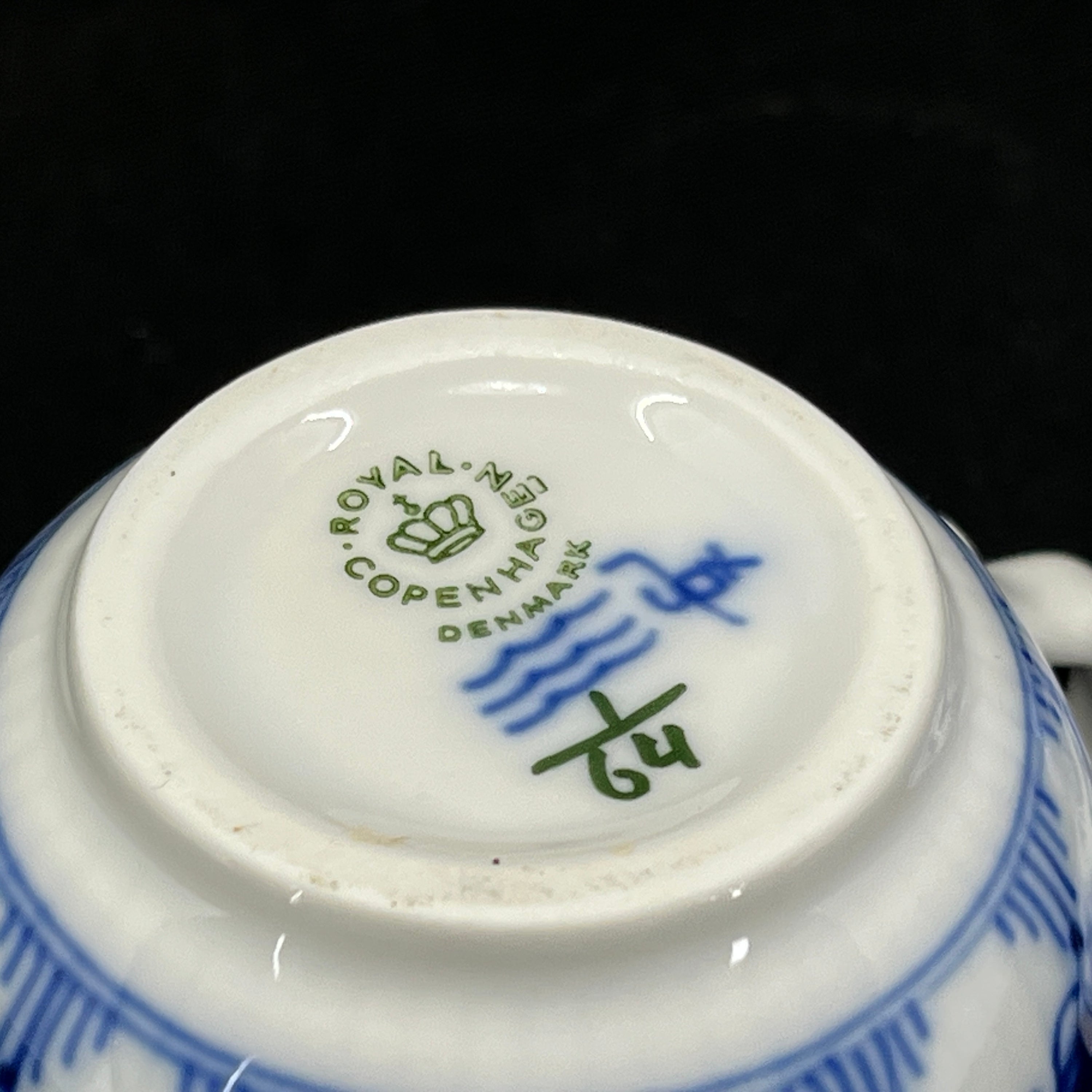 Musselmalet Riflet sennepskrukke