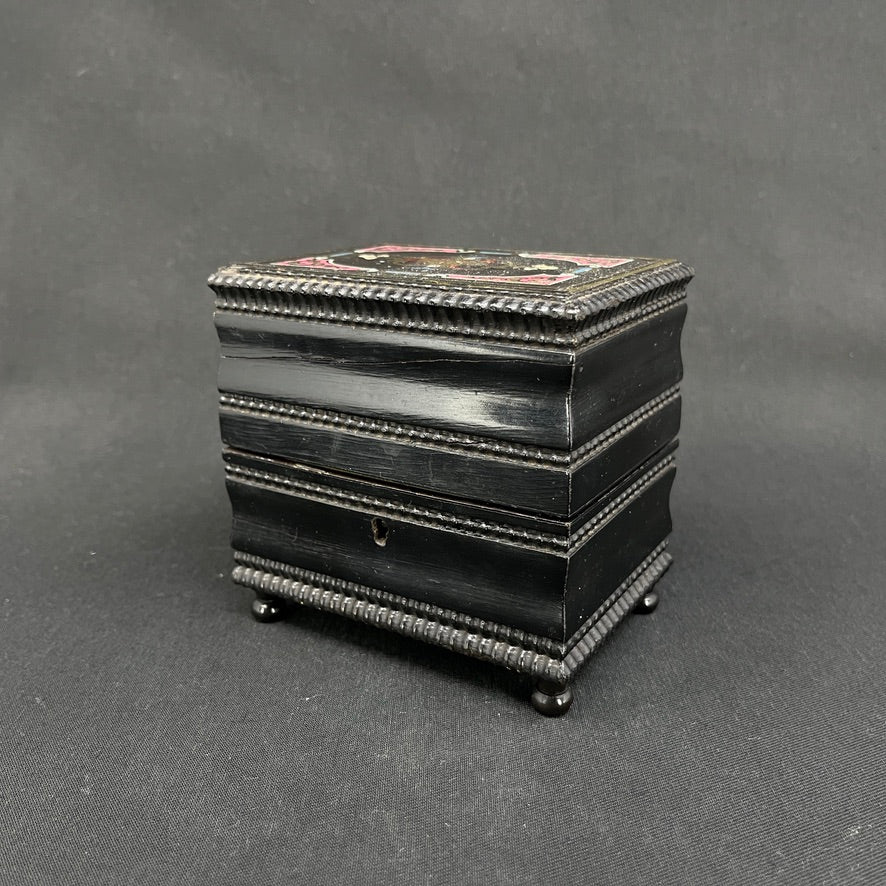 Black cabinet for bottles with intarsia