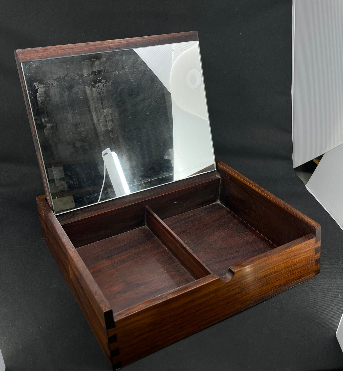 Rosewood jewelry box with mirror