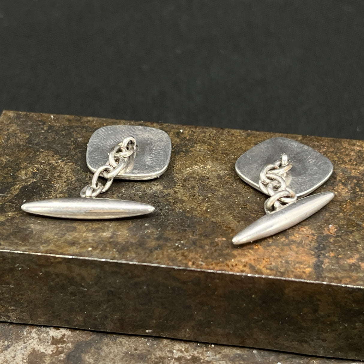 Silver cufflinks with chains from the 1920'sh
