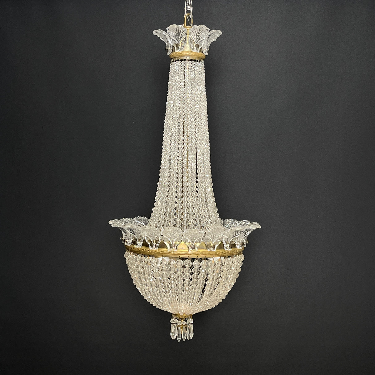 Beautiful crystal chandelier from the 1910s–1920s – pearls on string