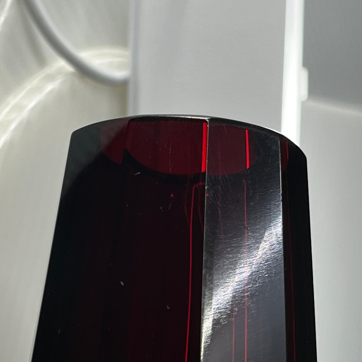 A set of ruby red art deco vases, conical