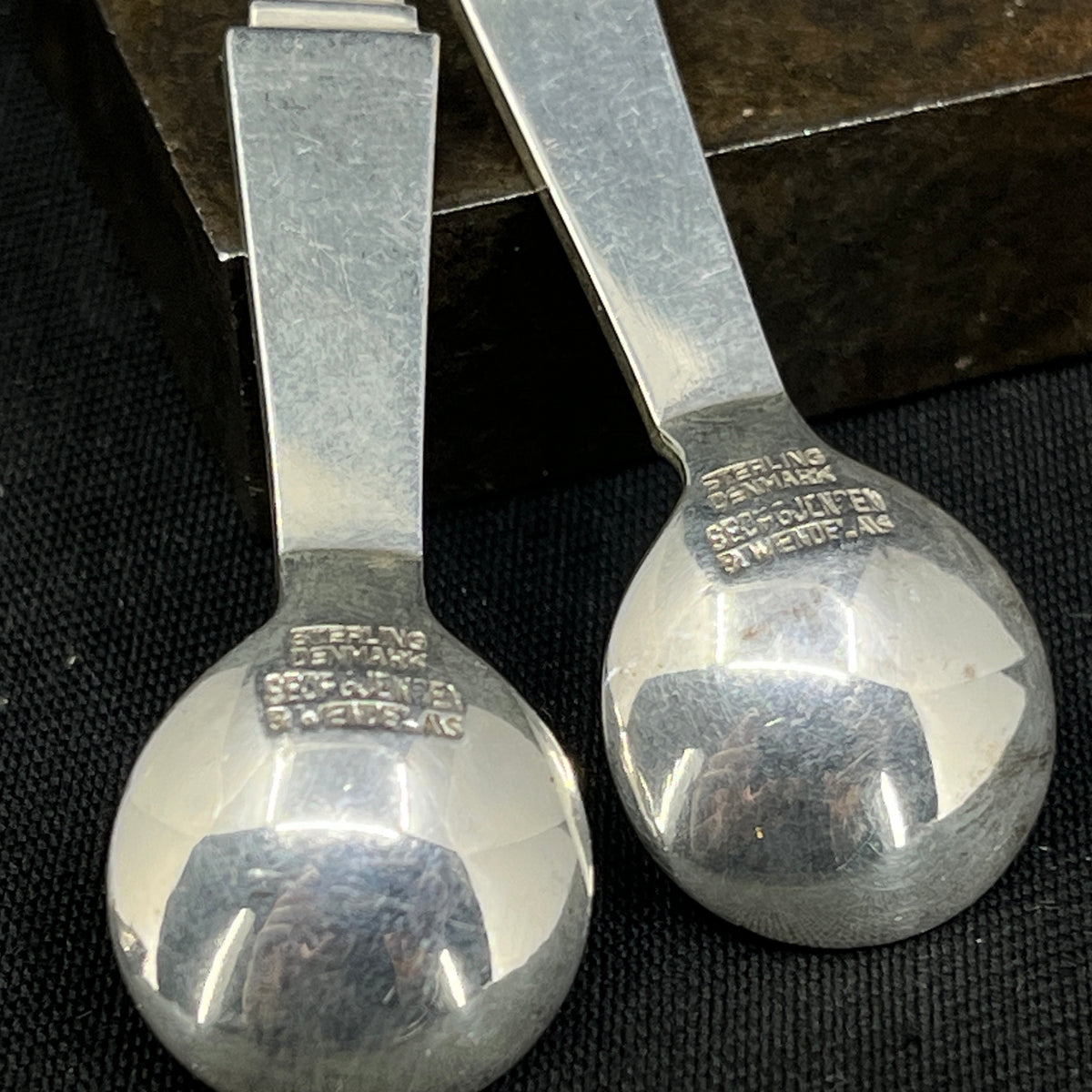 Pyramid salt cellar and spoon