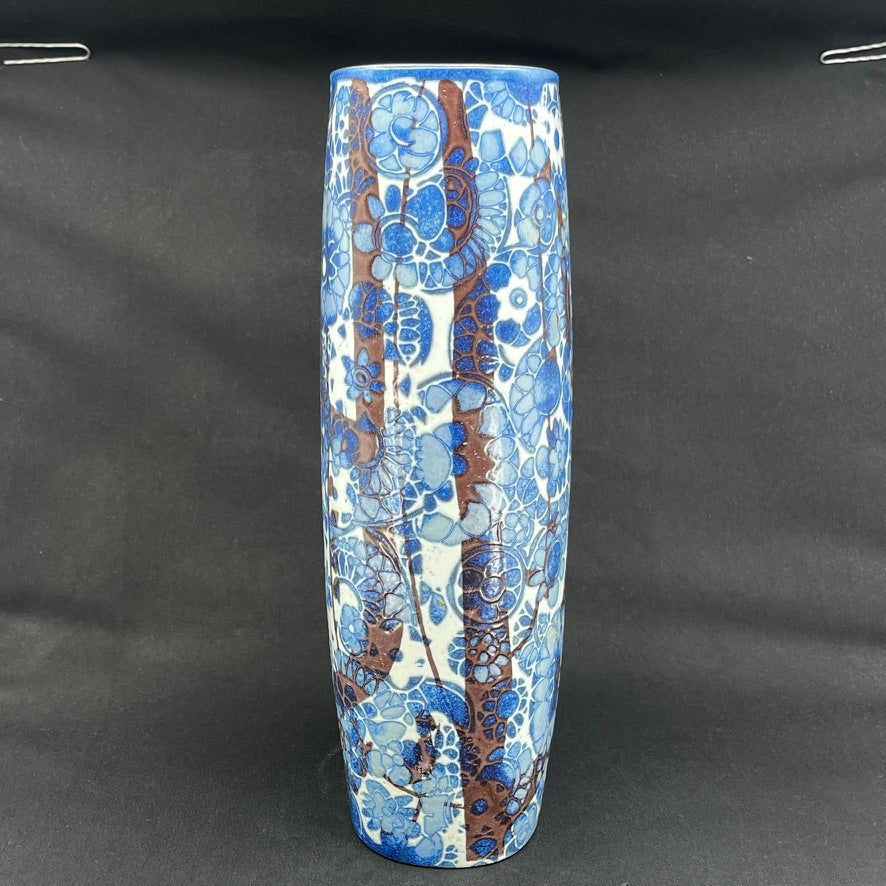Stor oval blå Baca vase fra Royal Copenhagen