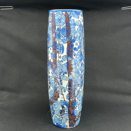 Stor oval blå Baca vase fra Royal Copenhagen