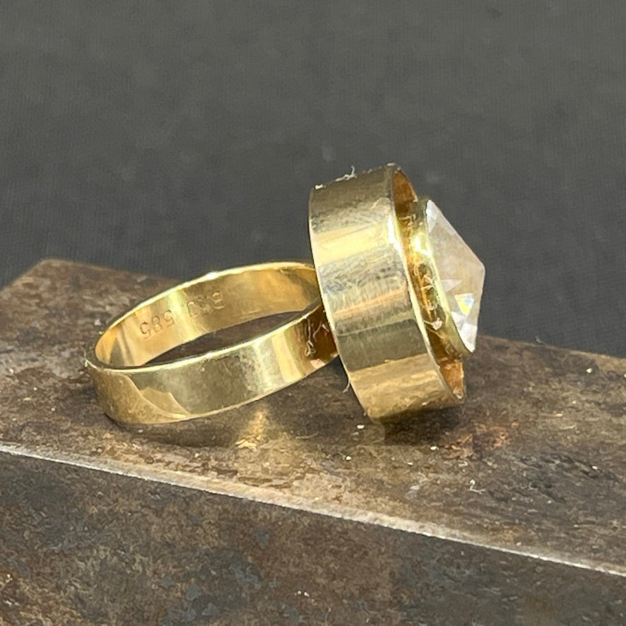 Cocktailring fra 1960'erne, 14 karat guld