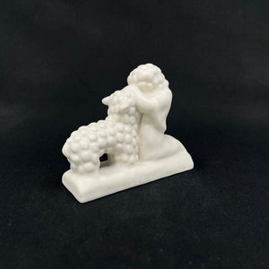 White glazed figurine from L. Hjorth - Jesus with lamb