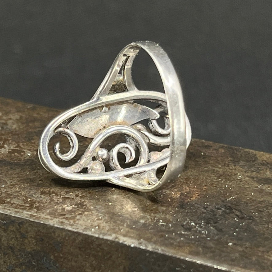 Dansk art nouveau ring i sølv, str. 58