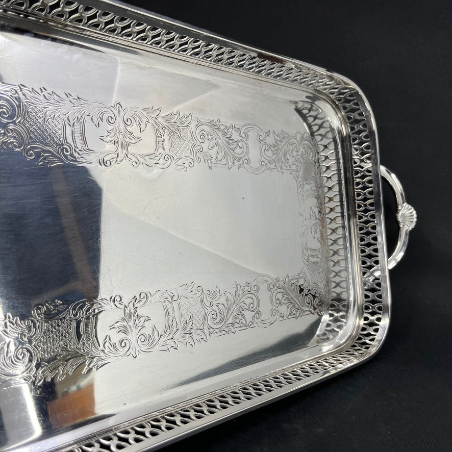Oblong silver-plated English tray