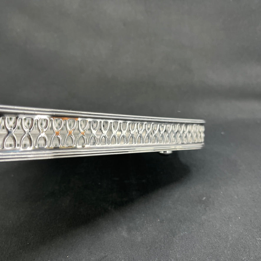 Oblong silver-plated English tray