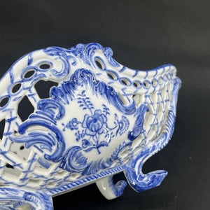 Rare Blue Fluted Full Lace bowl with butterflies