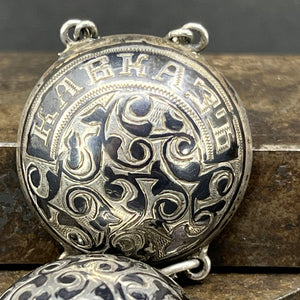 Russian silver watch chain – niello technique