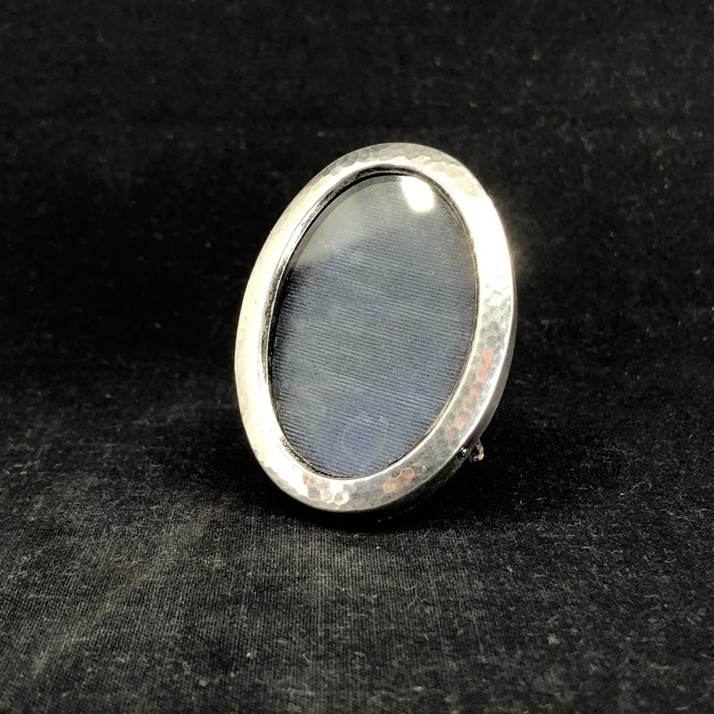 Small oval hammered silver frame