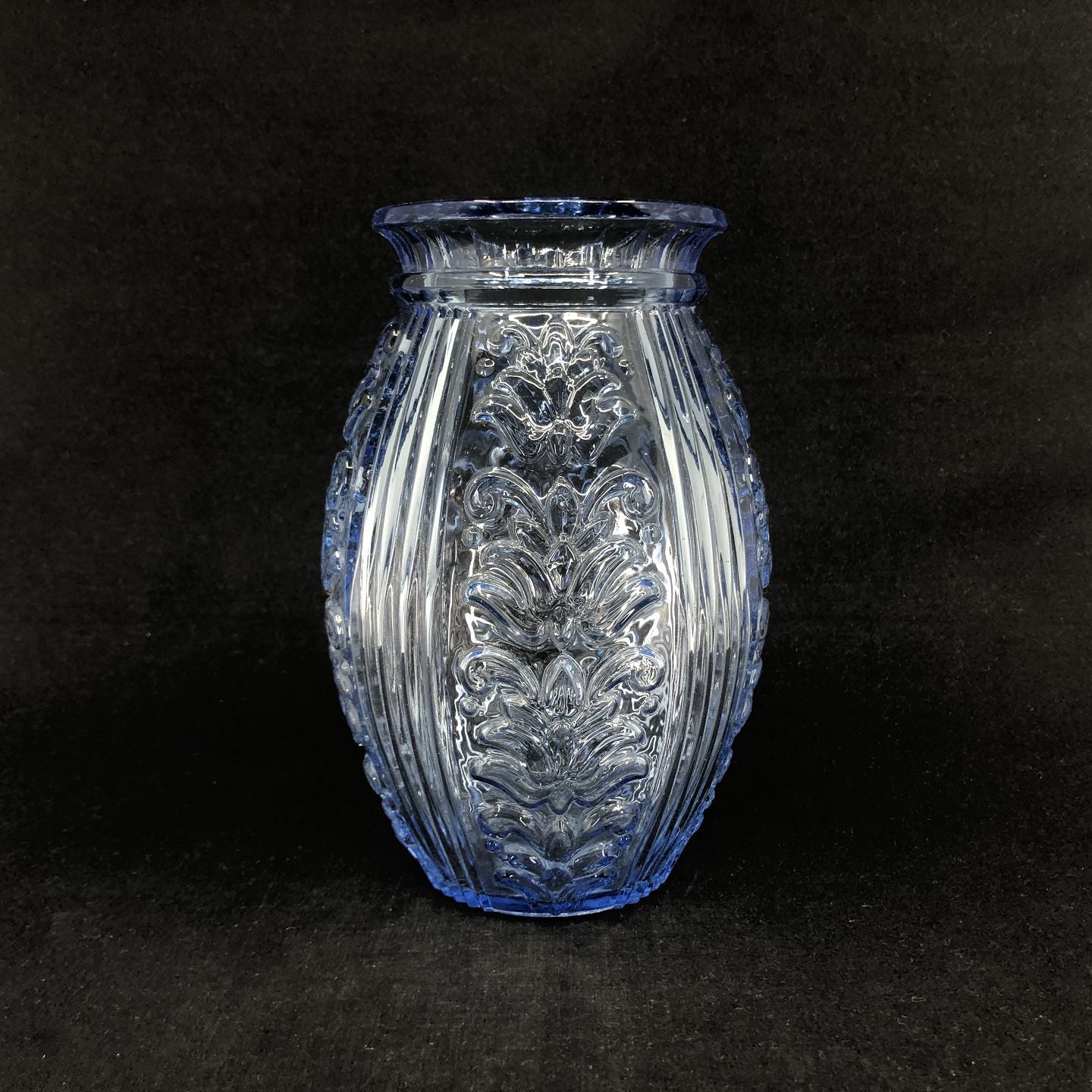 Sea blue pressed glass vase from Holmegaard