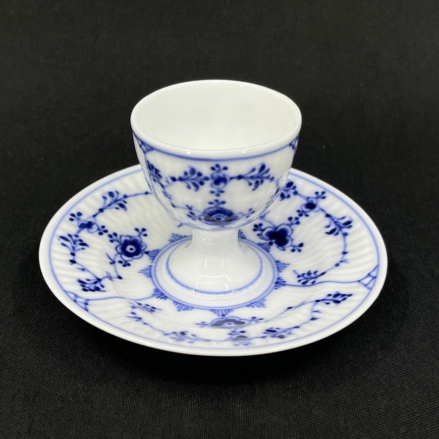 Blue Fluted egg cup on plate, 1/117