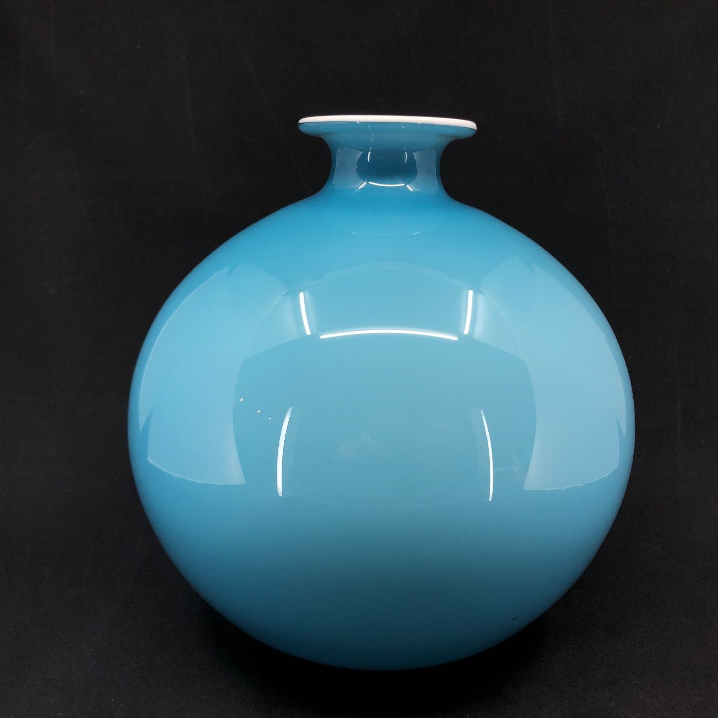 Spherical round ocean blue Carnaby vase