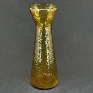Tall amber colored hyacinth glass from Fyens Glasværk