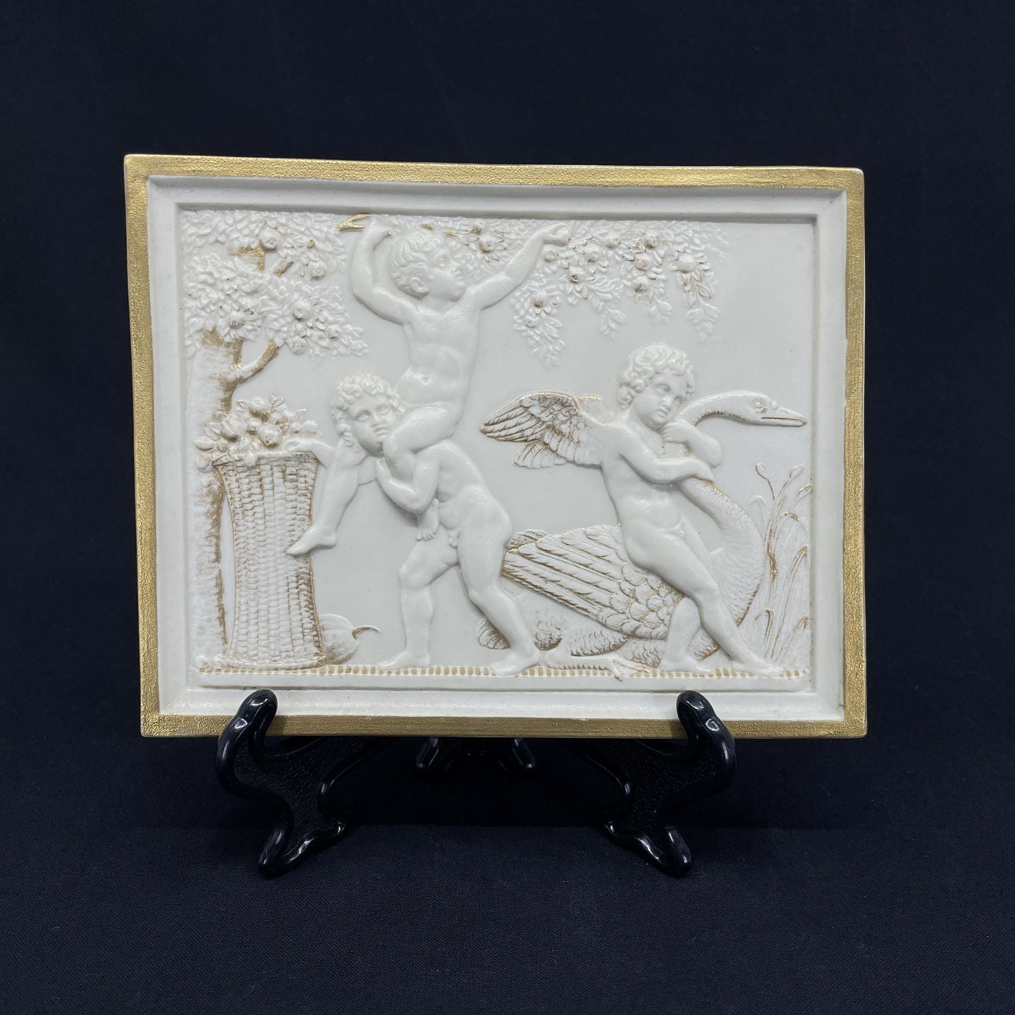 Rare painted bisquit relief