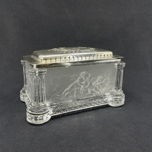 19th century crystal box with silver lid
