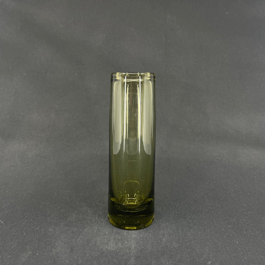 Olive cylinder vase, 17 cm.