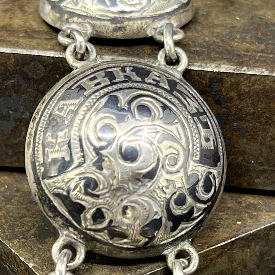 Russian silver watch chain – niello technique
